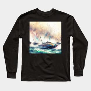 Artistic illustration of high speed boats on the water Long Sleeve T-Shirt